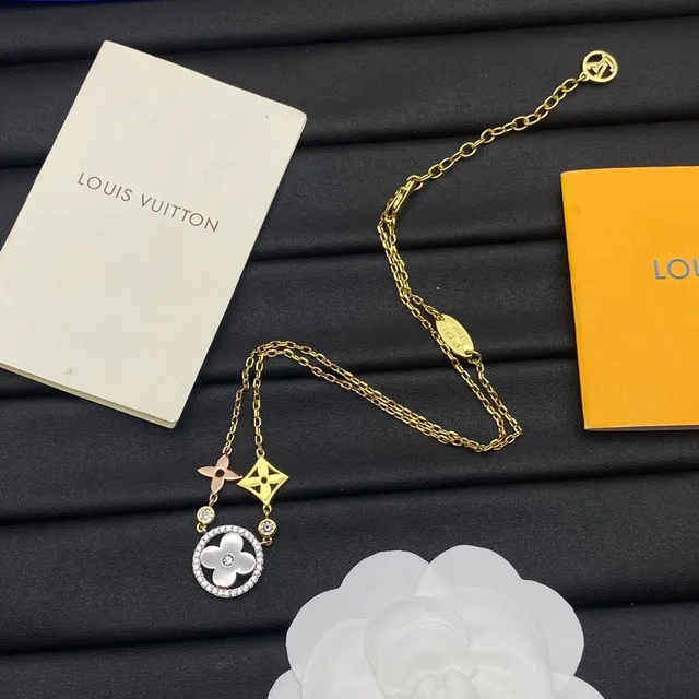 Louis Vuitton Flower Collection Gold-Tone and Pavé Crystal Necklace 3