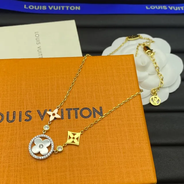 Louis Vuitton Flower Collection Gold-Tone and Pavé Crystal Necklace 4