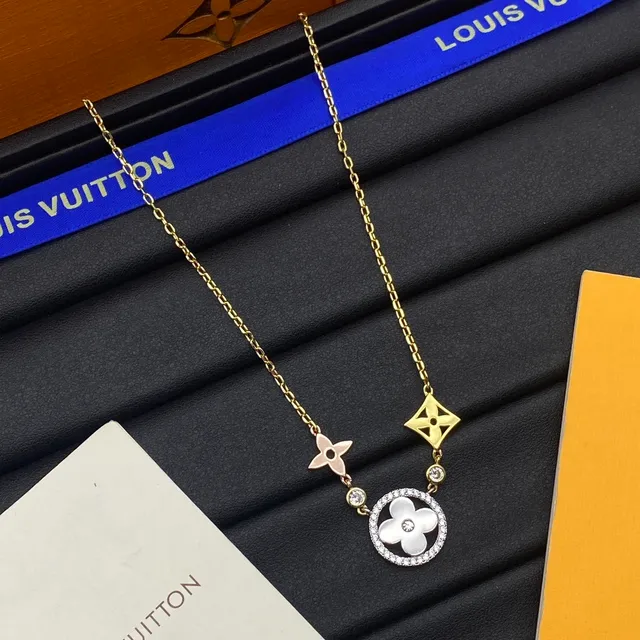Louis Vuitton Flower Collection Gold-Tone and Pavé Crystal Necklace 6