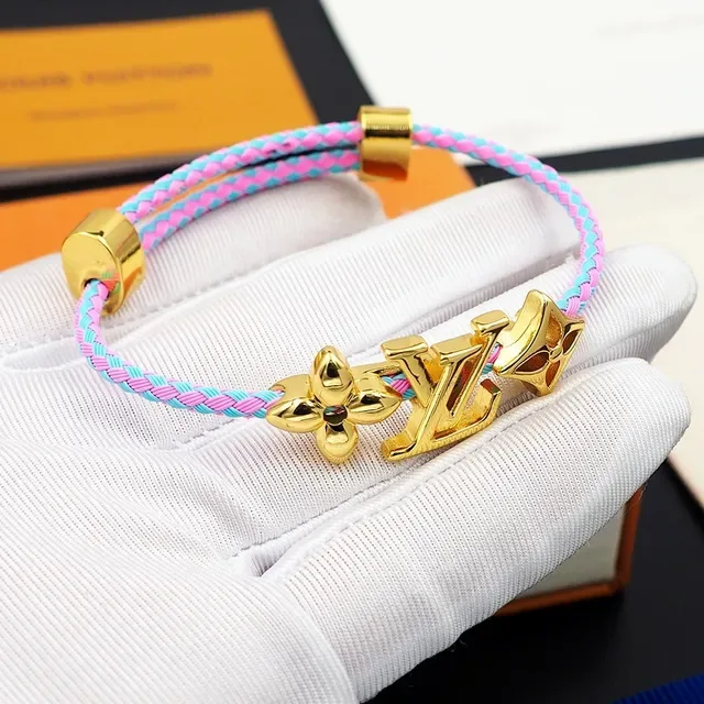 Louis Vuitton Flower & Monogram Braided Pink and Blue Cord Bracelet 3