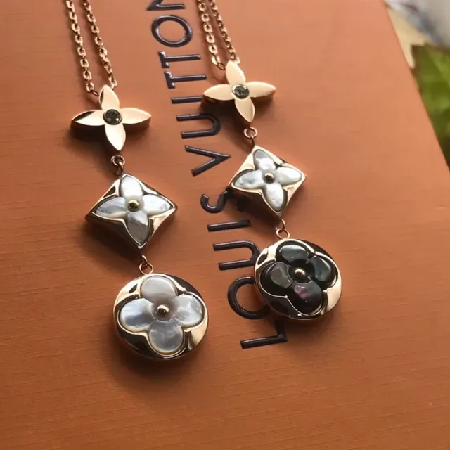 Louis Vuitton Flower Motif Triple Pendant Necklace 4