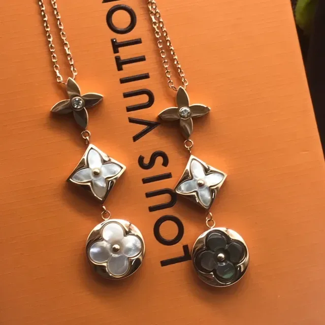 Louis Vuitton Flower Motif Triple Pendant Necklace 6