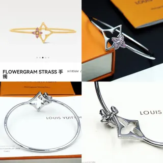 Louis Vuitton Flowergram Strass dorado rosa cuatrohojas cortado motivo de flor pulsera