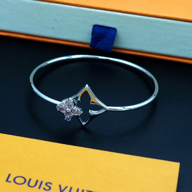 Louis Vuitton Flowergram Strass dorado rosa cuatrohojas cortado motivo de flor pulsera 12