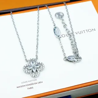 Louis Vuitton Four-Petal Floral Crystal Pendant Necklace
