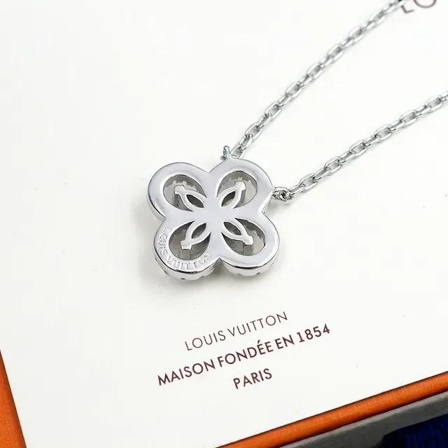 Louis Vuitton Four-Petal Floral Crystal Pendant Necklace 2