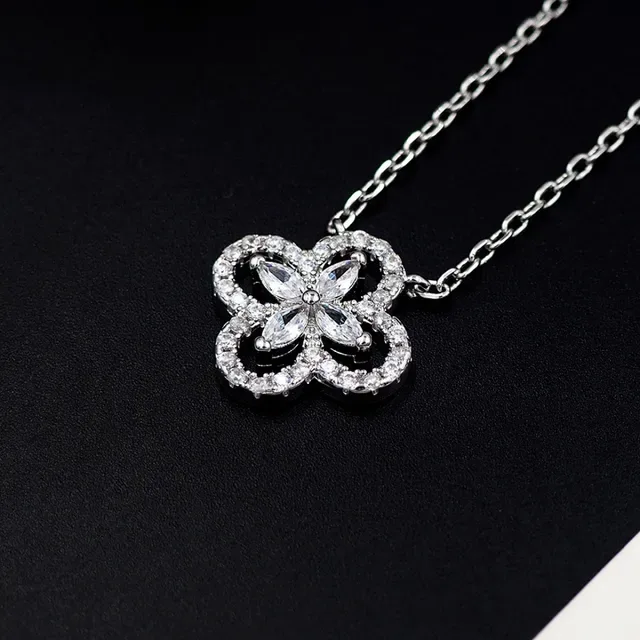 Louis Vuitton Four-Petal Floral Crystal Pendant Necklace 4