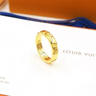 Louis Vuitton Geometric Textured Gold Ring