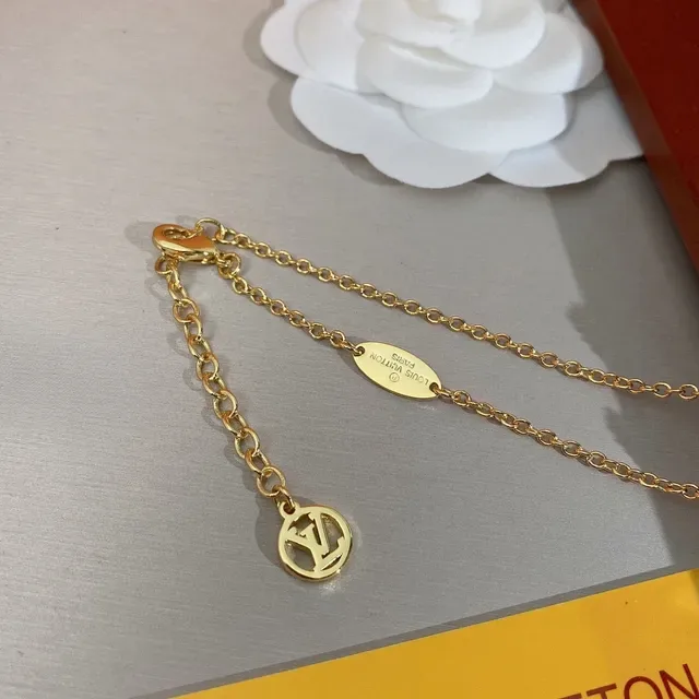 Louis Vuitton Gold Chain Pavé-Set LV Monogram Pendant Necklace 2