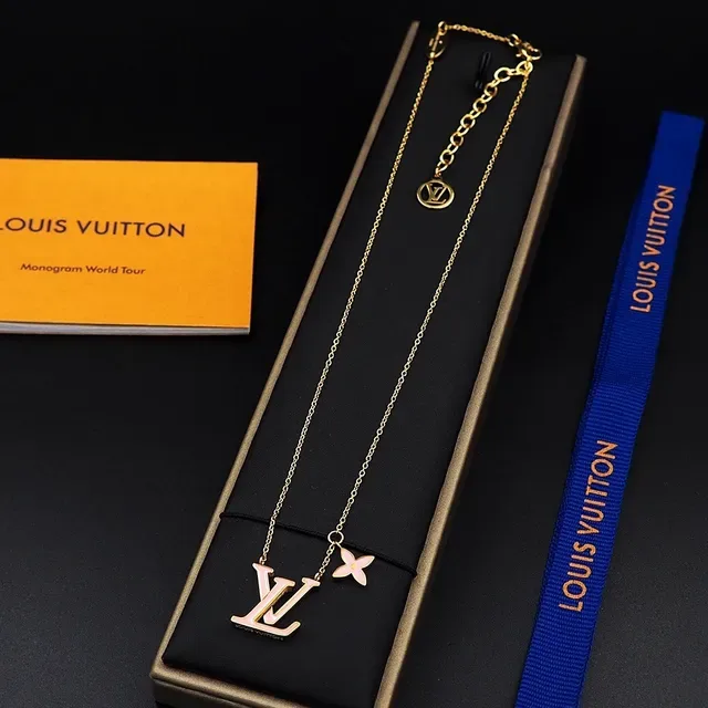 Louis Vuitton Gold Pink Chain Enamel-Filled Monogram Necklace 3