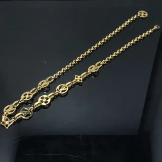 Louis Vuitton Gold Rolo Chain Alternating Monogrammed Circular Links Necklace