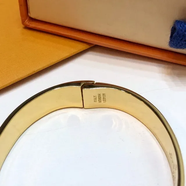 Louis Vuitton Gold Silver Rigid Hinged Bangle Monogram-Engraved Bracelet 2