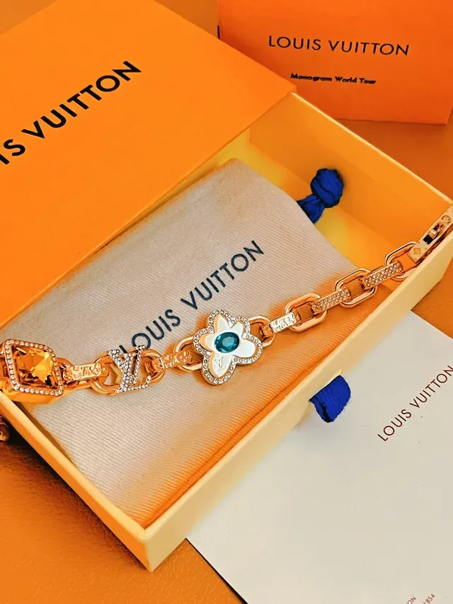 Louis Vuitton Bracelet chaîne maillons dorés pavé de cristaux multiples 3