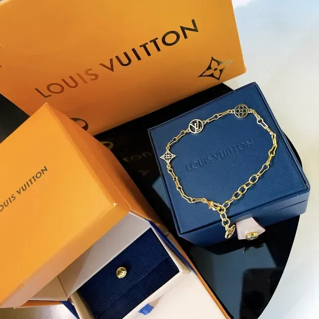 Louis Vuitton Gold-Tone LV Monogram Charm Link Bracelet 4