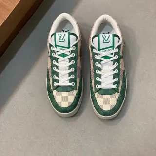 Louis Vuitton Green Beige Low-Top Checkerboard Paneling Lifestyle Sneakers