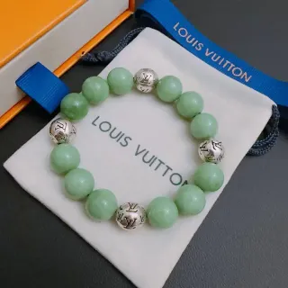 Louis Vuitton Pulsera de Jade Verde y Plata con Monograma