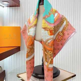 Louis Vuitton हार्डवेयर मोटिफ बहुरंग सिल्क स्कार्फ