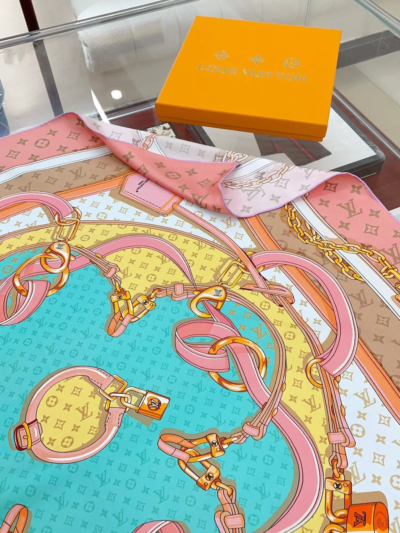 Louis Vuitton Hardware Motif Multicolor Silk Scarf 6