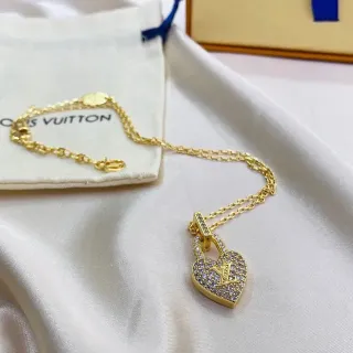 Louis Vuitton Heart Padlock Pavé Crystal Gold-Tone Necklace