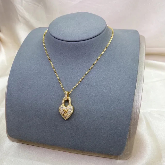 Louis Vuitton Heart Padlock Pavé Crystal Gold-Tone Necklace 2