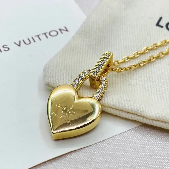Louis Vuitton Heart Padlock Pavé Crystal Gold-Tone Necklace 3