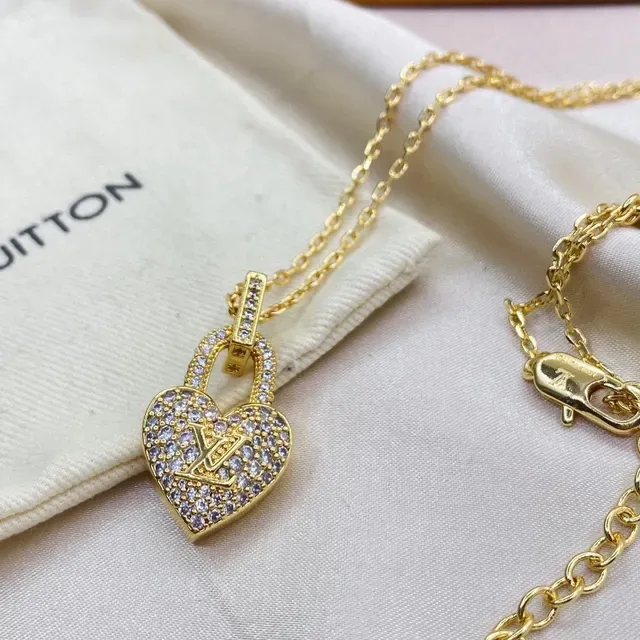 Louis Vuitton Heart Padlock Pavé Crystal Gold-Tone Necklace 5