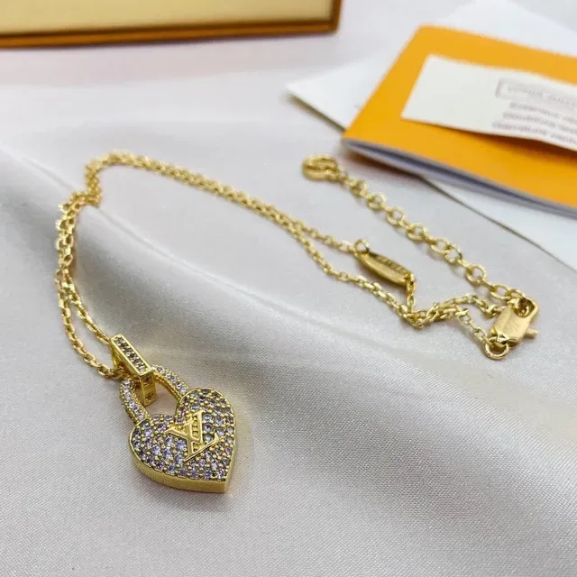 Louis Vuitton Heart Padlock Pavé Crystal Gold-Tone Necklace 7