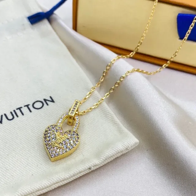 Louis Vuitton Heart Padlock Pavé Crystal Gold-Tone Necklace 8