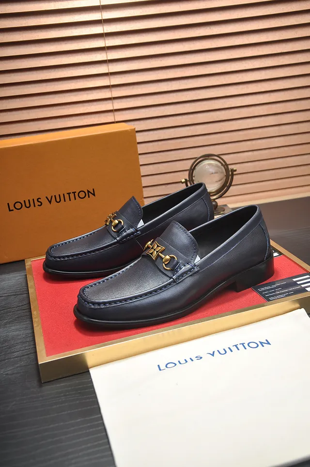 Louis Vuitton Horsebit 1955 Bleu marine Cuir Mocassins 4