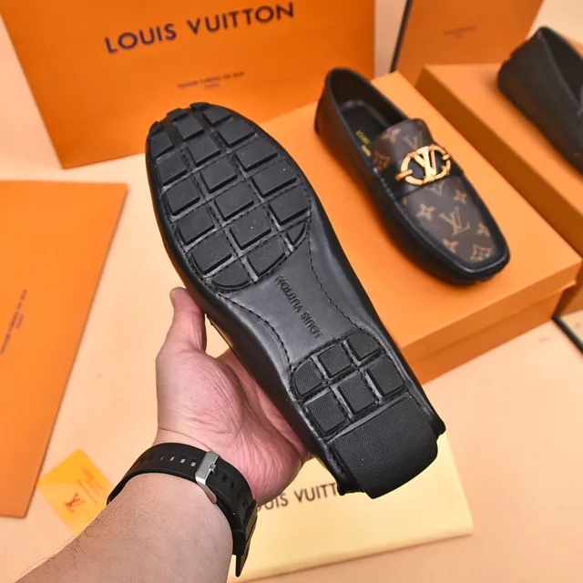 Louis Vuitton Horsebit Loafer Brown Monogram Canvas and Black Leather Loafers 4