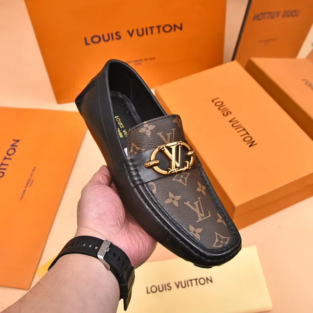 Louis Vuitton Horsebit Loafer Brown Monogram Canvas and Black Leather Loafers 6