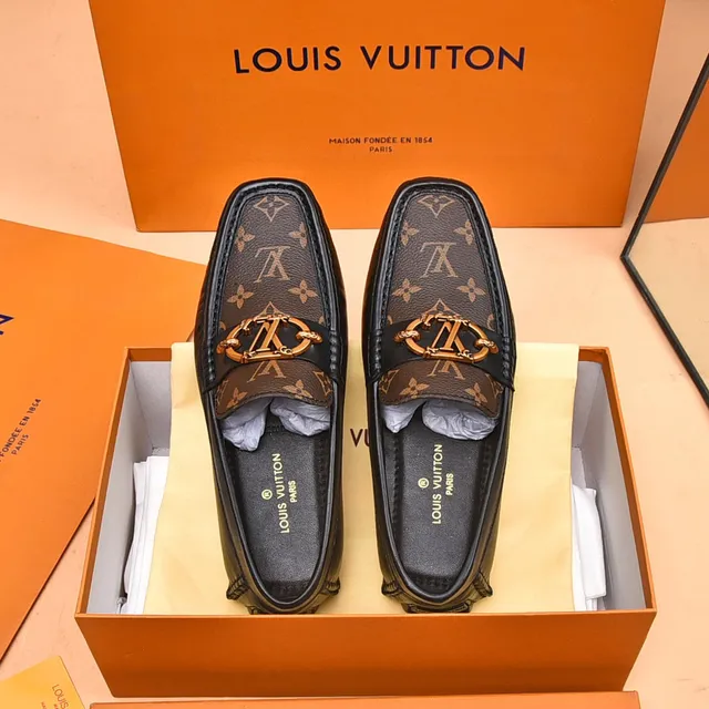 Louis Vuitton Horsebit Loafer Brown Monogram Canvas and Black Leather Loafers 9