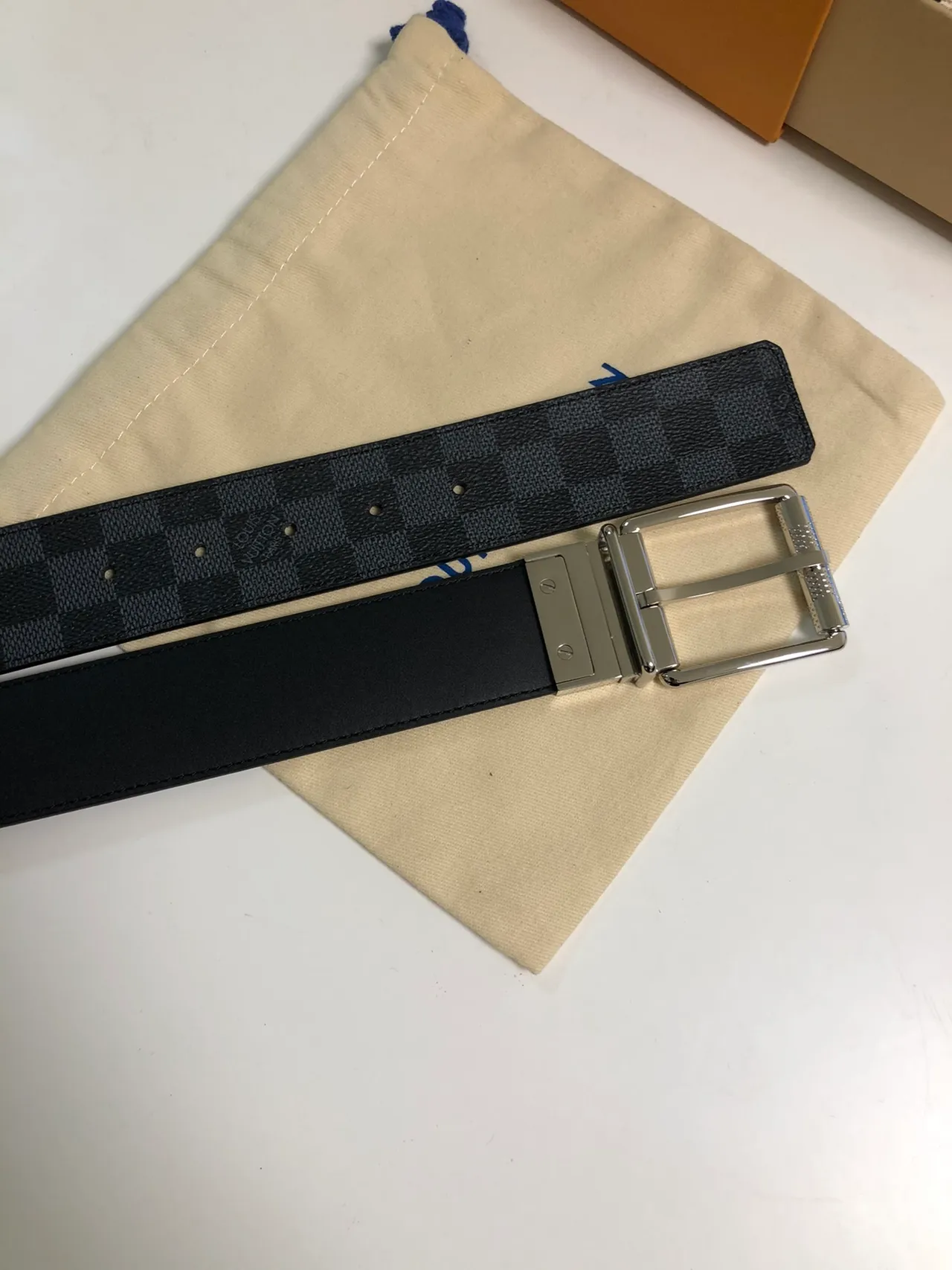Louis Vuitton Initiales Damier Graphite Reversible Leather Belt 3