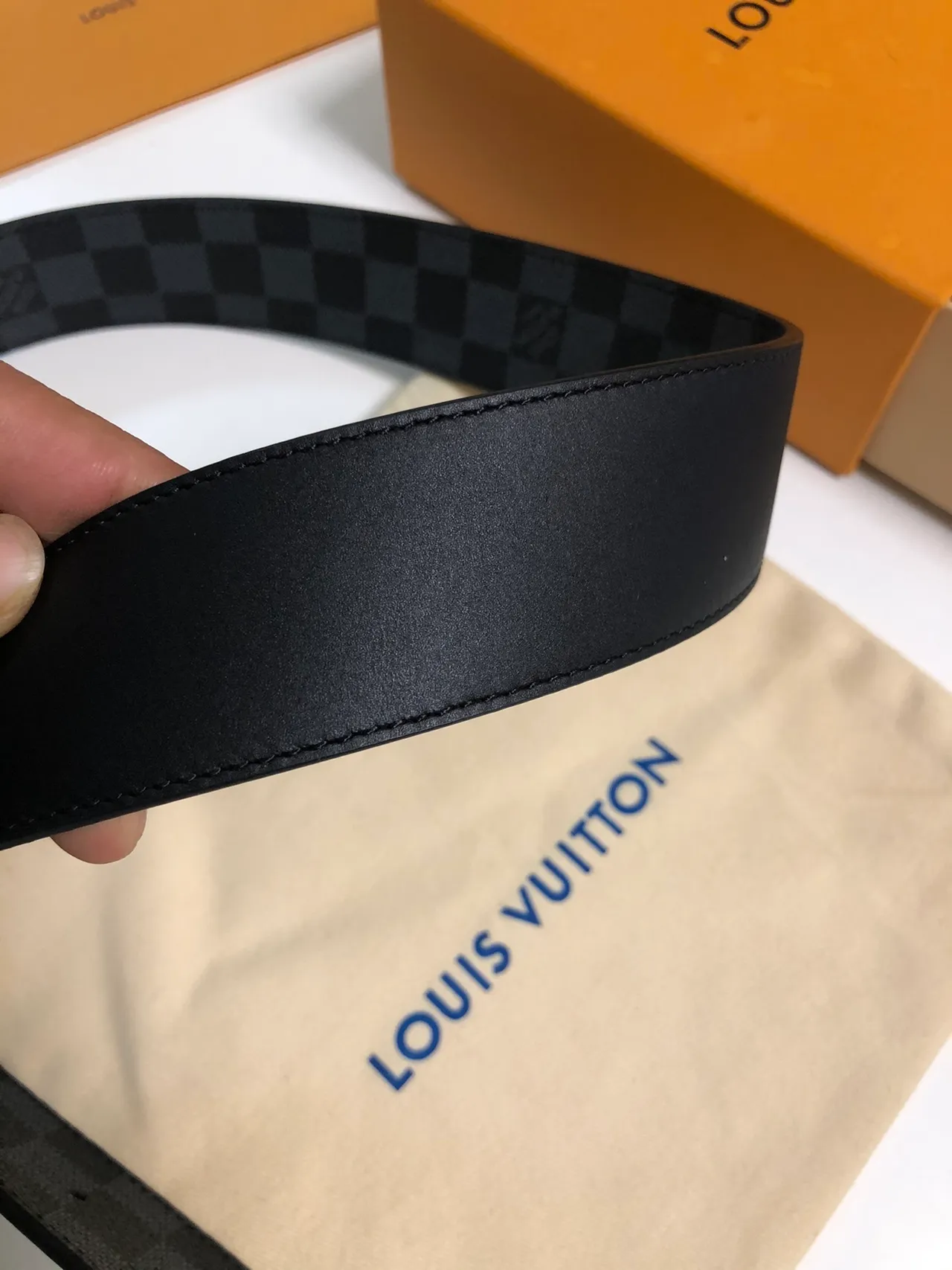 Louis Vuitton Initiales Damier Graphite Reversible Leather Belt 5