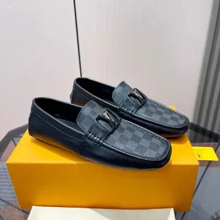 Louis Vuitton Loafer Black Damier Graphite Leather Canvas Loafers