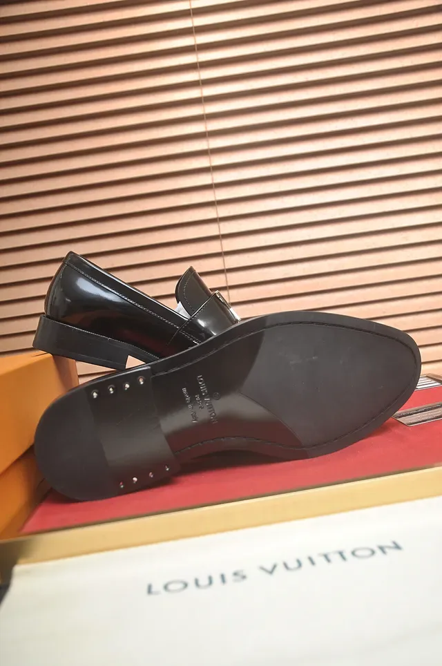 Louis Vuitton Loafer Black Gold Glossy Patent Leather Single Strap Loafer 3