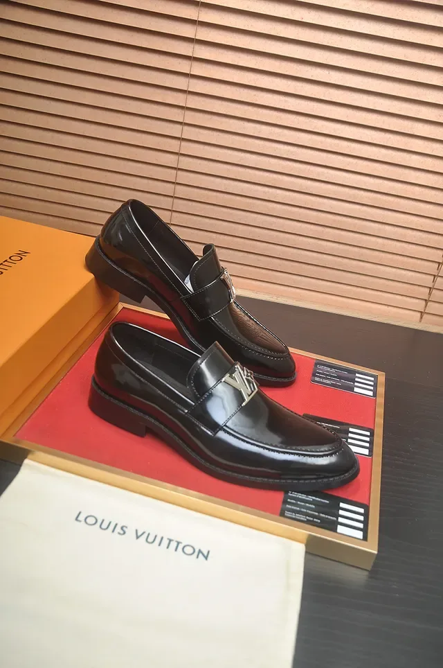Louis Vuitton Loafer Black Gold Glossy Patent Leather Single Strap Loafer 4