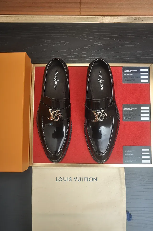 Louis Vuitton Loafer Black Gold Glossy Patent Leather Single Strap Loafer 5