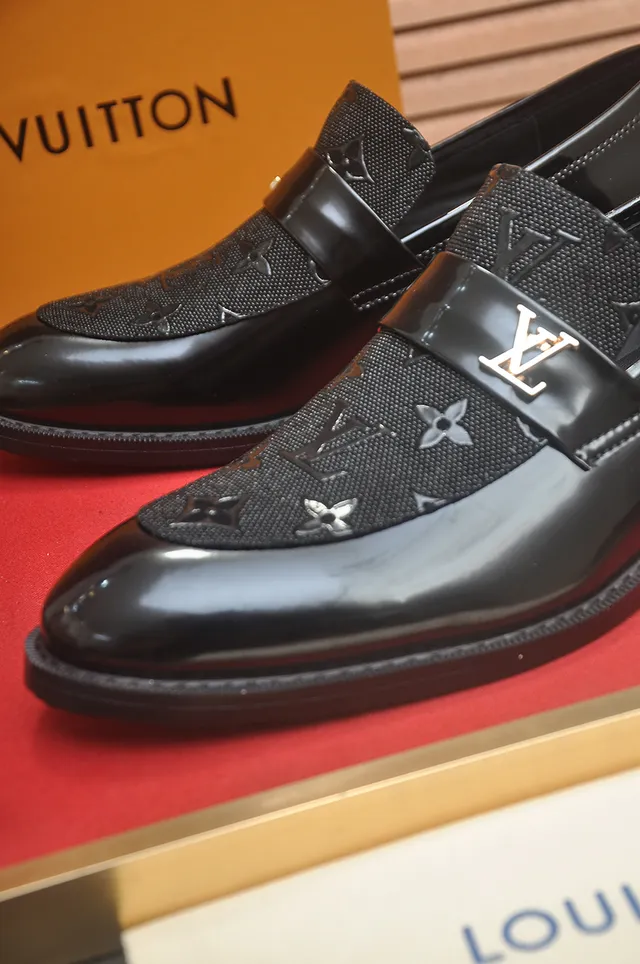Louis Vuitton Loafer Black Patent and Monogram Fabric Loafers 2