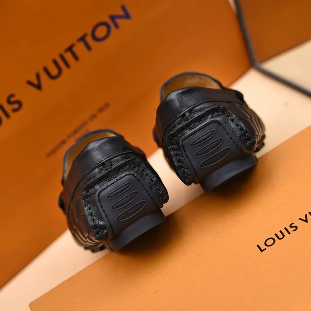 Louis Vuitton Loafer Black Silver Checkered Damier Pattern Metal LV Buckle Strap Loafer 2