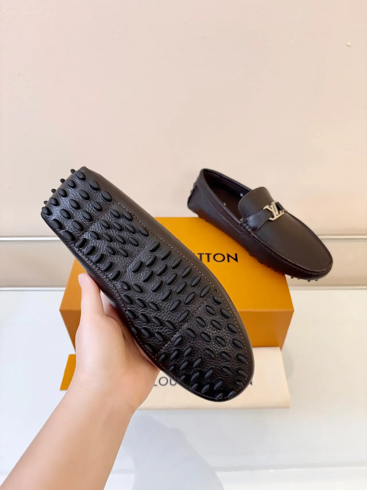 Louis Vuitton Loafer Brown Black Pebbled Leather LV Buckle Strap Loafer 5