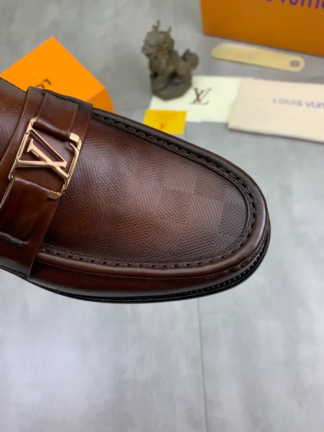 Louis Vuitton Loafer Brown Leather LV Buckle Loafers 4