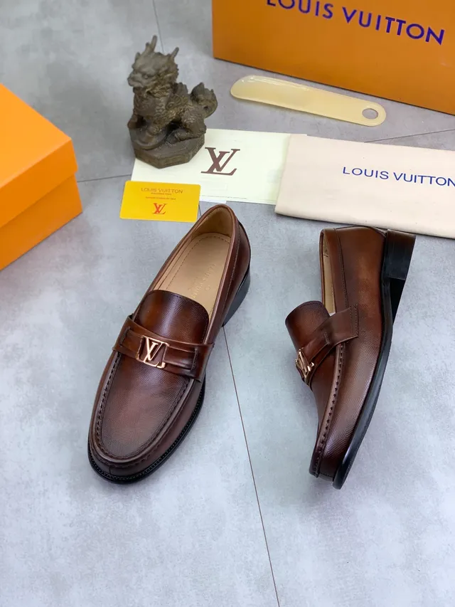 Louis Vuitton Loafer Brown Leather LV Buckle Loafers 5