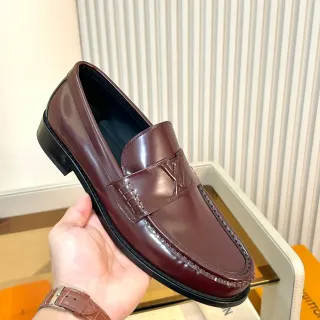 Louis Vuitton Loafer Burgundy Patent Leather Monogram Strap Loafer
