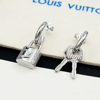 Louis Vuitton Lock & Key Crystal-Pavé Asymmetrical Earrings