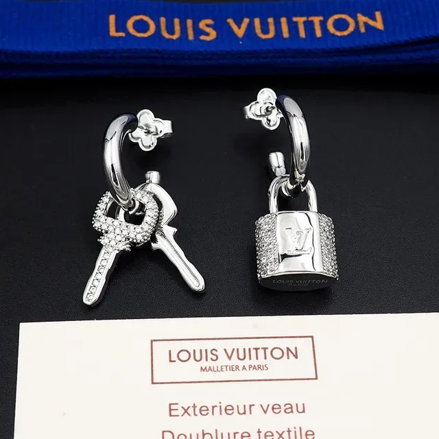 Louis Vuitton Lock & Key Crystal-Pavé Asymmetrical Earrings 3