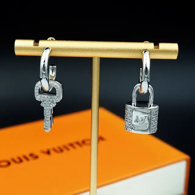 Louis Vuitton Lock & Key Crystal-Pavé Asymmetrical Earrings 5