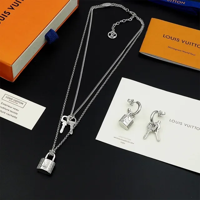 Louis Vuitton Lock & Key Crystal-Pavé Asymmetrical Earrings 6