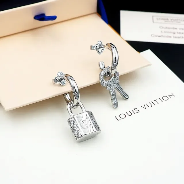 Louis Vuitton Lock & Key Crystal-Pavé Asymmetrical Earrings 7
