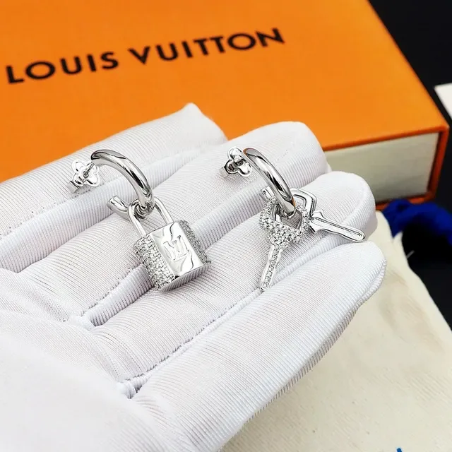 Louis Vuitton Lock & Key Crystal-Pavé Asymmetrical Earrings 8